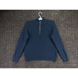 Tommy Bahama Sweater Mens Medium Blue 1/4 Zip Pullover Cotton Nylon Cashmere Dad